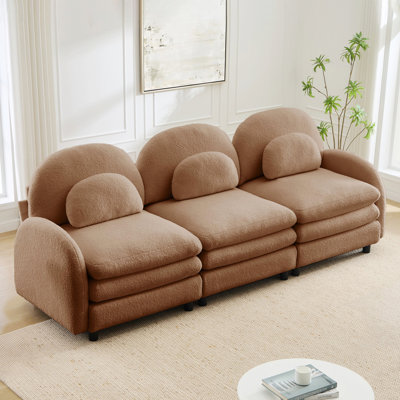 3-Seat Modular Sofa with Curved Backrest and Lumbar Pillows