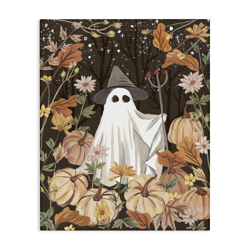 «Ghost in Floral Pumpkin Patch», art mural par Melissa Wang, H 40 po x l 30 po