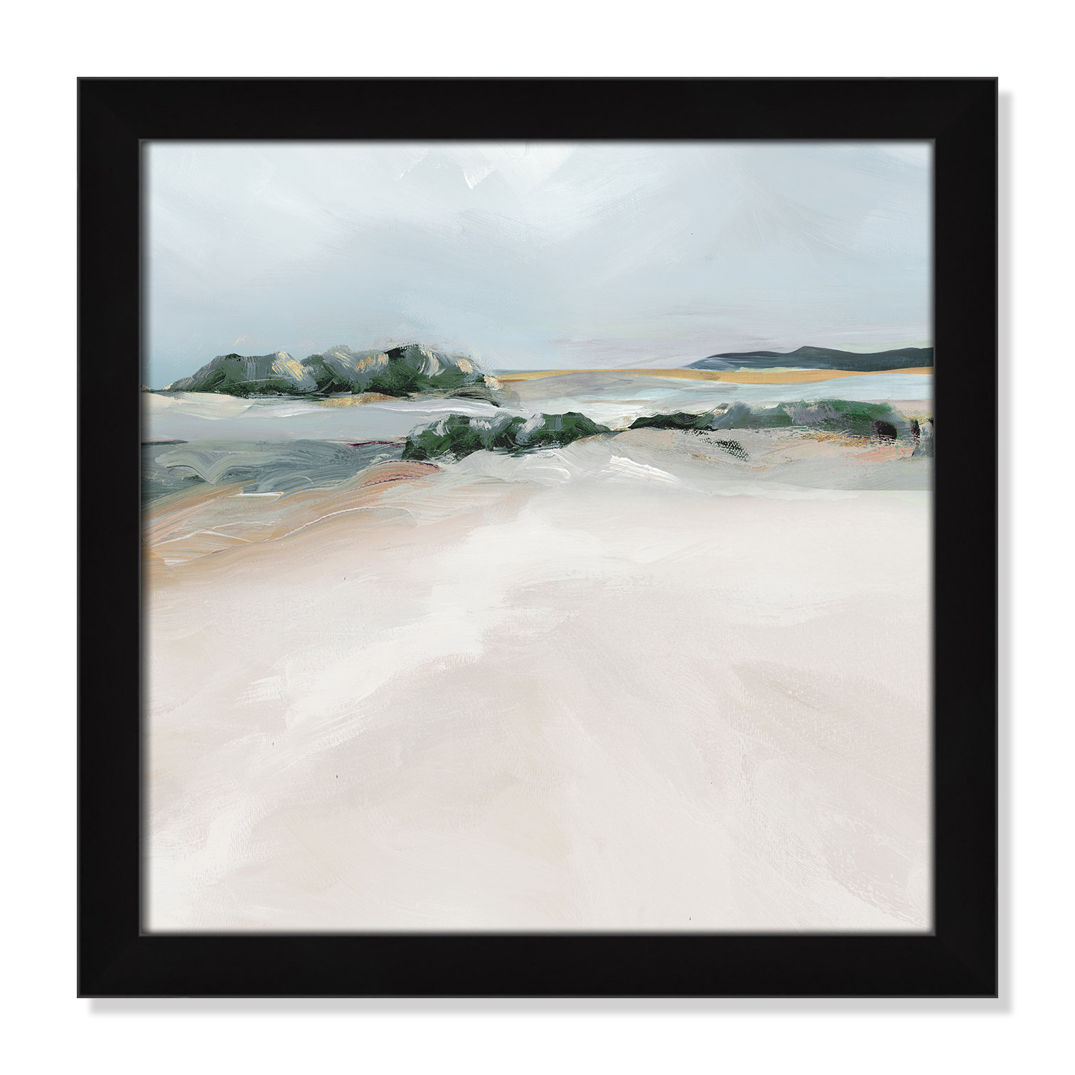 Anelis "Shimmering Path" Painting, 18" H x 18" W x 1.12" D, Black Framed