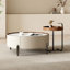 Table basse ronde avec plateau en pierre frittée et base en cuir-129196707-129196709