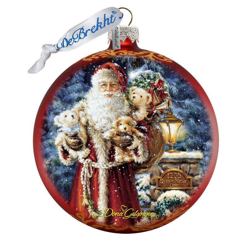 Holiday Splendor 6'' Handmade Glass Animals Ball Ornament