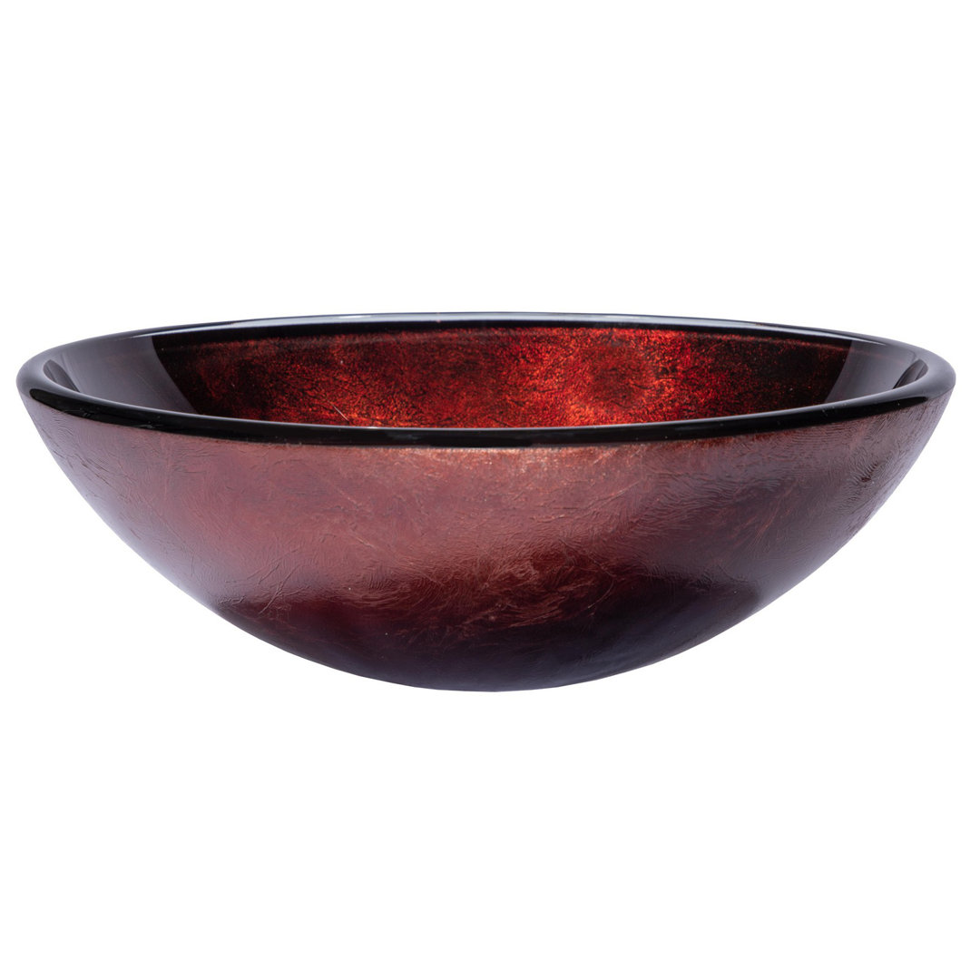 Eden Bath 16.5'' Red Copper Tempered Glass Circular Bathroom Sink Eden Bath