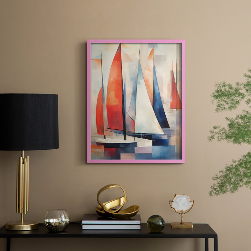 NAUTICAL Series CDxxx, reproduction encadrée - bois massif, Rose, H 15 po x l 12 po