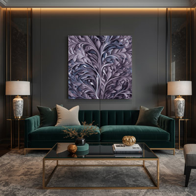 «Abstract Florals 84», art mural sur toile mauve