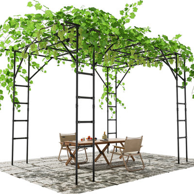Treillis de vigne de raisin - grand treillis arqué de jardin extérieur pour plantes grimpantes - taille: 134 * 78,7 * 90,5 pouces, support de plante en treillis pour légumes, fruits, concombre