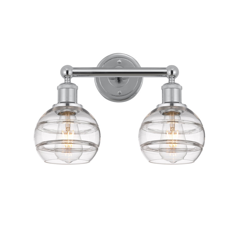 Éclairage pour meuble-lavabo à 2 lumières à intensité variable Natick, Transparent, Chrome poli