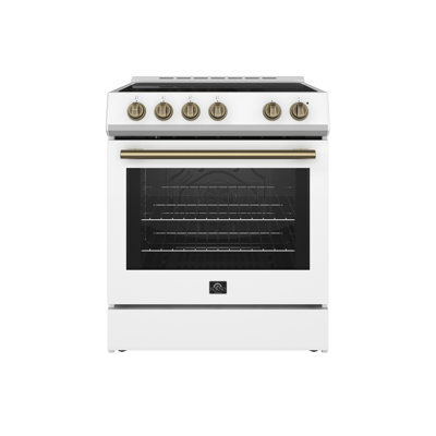 Leonardo Espresso 30-inch Slide-In Electric Range in Stainless-Steel, Black or White, 4 Elements, 7,100 Watts, 5.0 cu.ft. Oven with Convection Fan