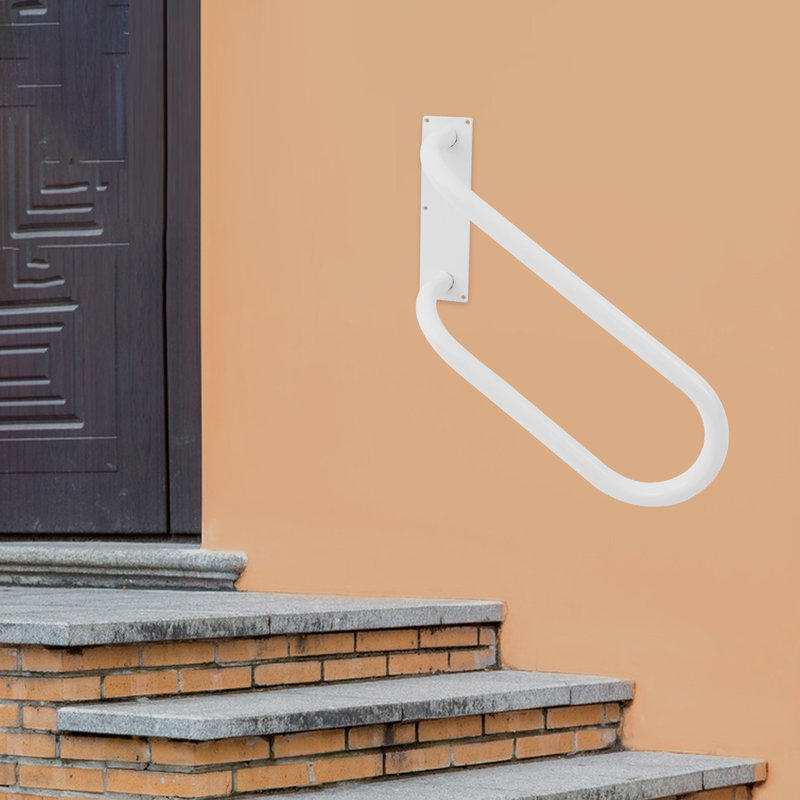 U-Shape Right Side Wall-Mounted Handrai, White