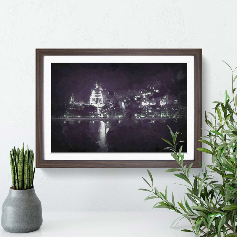 St Pauls Cathedral in London in Abstract - Framed Print, Walnut Framed, 48cm H x 65cm W x 2cm D