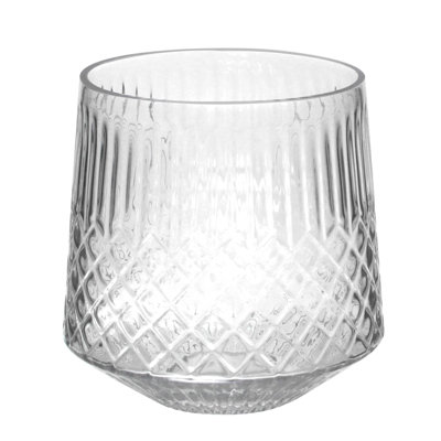 Vase transparent à motif de losanges et de nervures