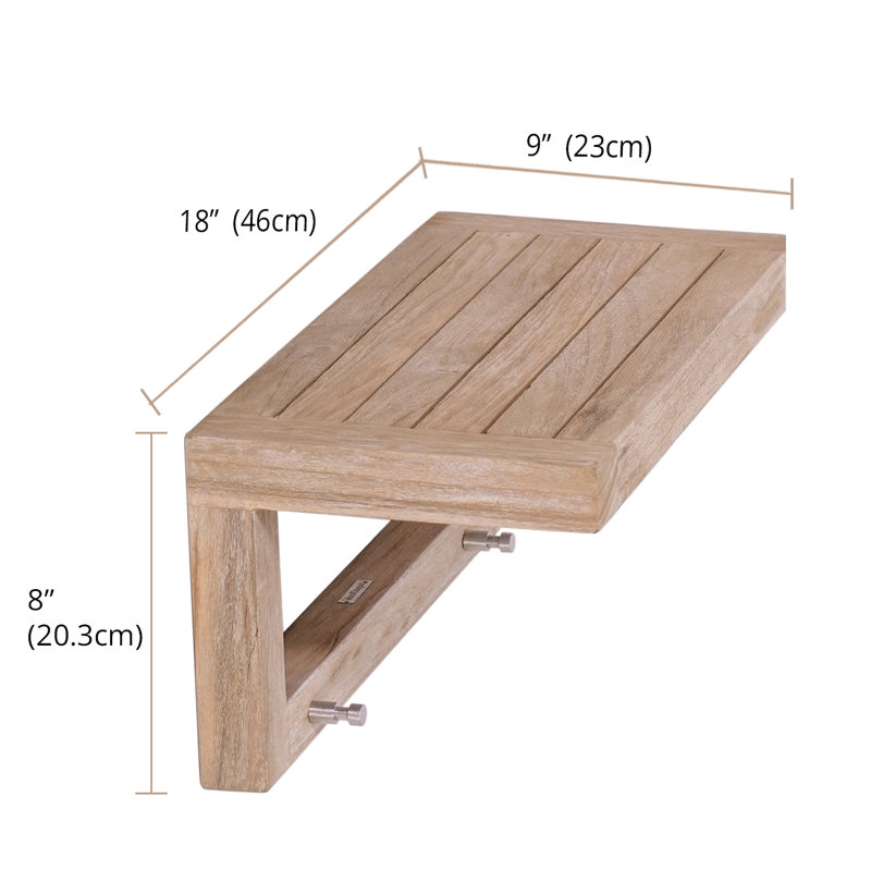 Moa Teak Floating Shelf, 8" H x 18" W x 9" D