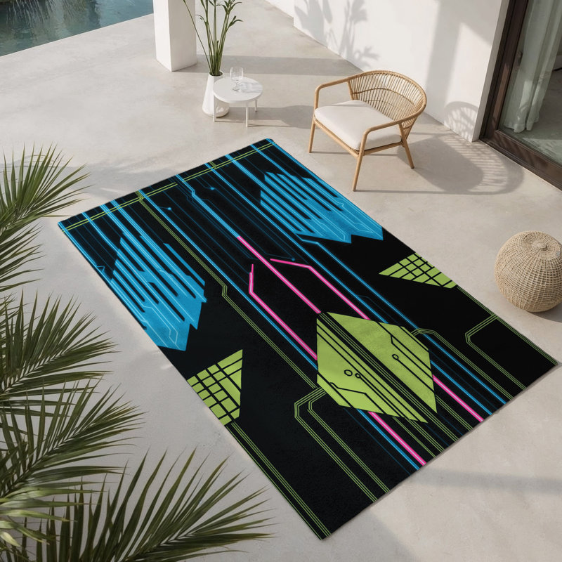 Chromatic Burst Indoor And Outdoor Area Rug, Rectangle 9' x 12'