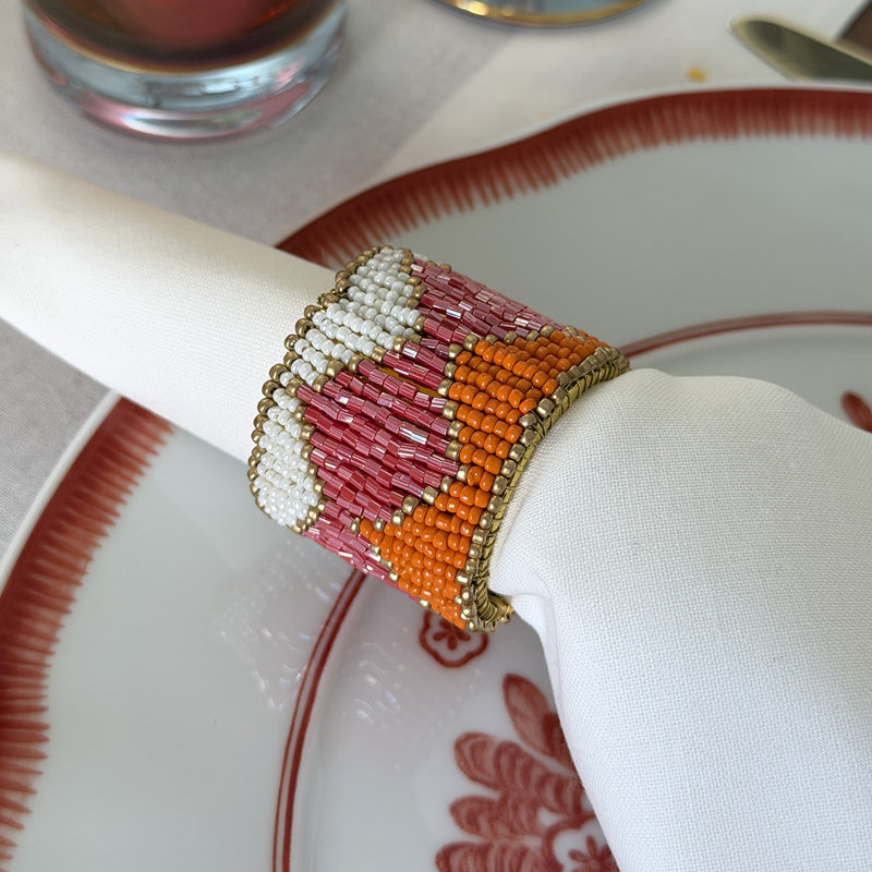 Harlequin Napkin Ring, Orange
