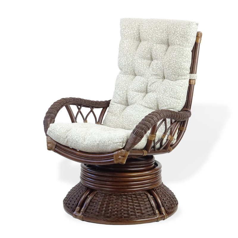 Upholstered Swivel Accent Chair, Dark Walnut