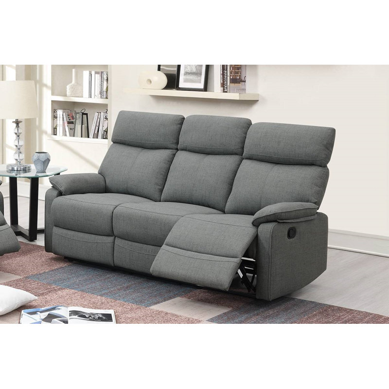 Sayencci 74'' Pillow Top Arm Reclining Sofa, Grey Burlap Fabric
