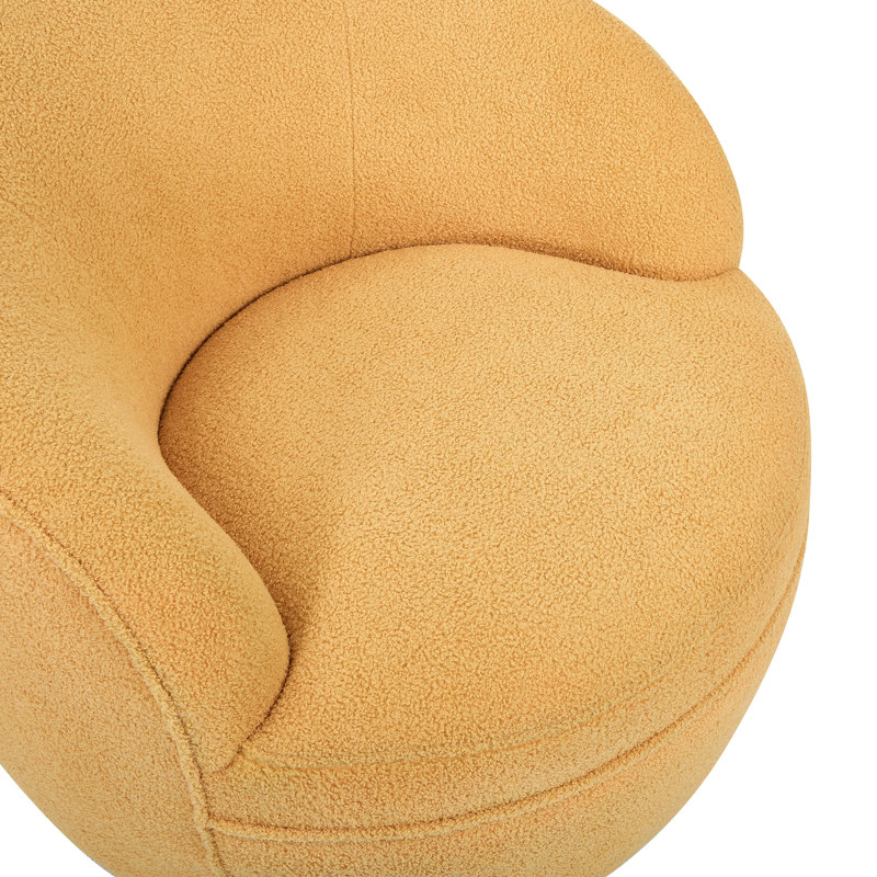Gwenlyn 360 Swivel Teddy Sherpa Barrel Chair, Yellow Teddy