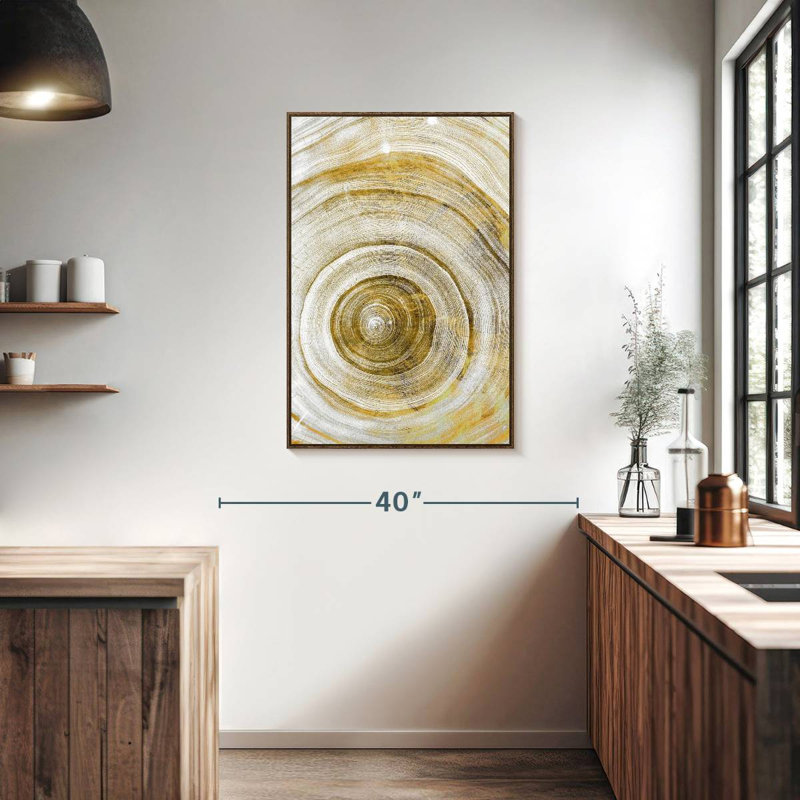 Anneaux d'arbre Molinari géométrique, 25" x 37", Floating Frame Walnut