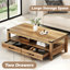 Table basse moderne moderne avec 2 tiroirs de rangement et des tablettes à deux niveaux-785882414
