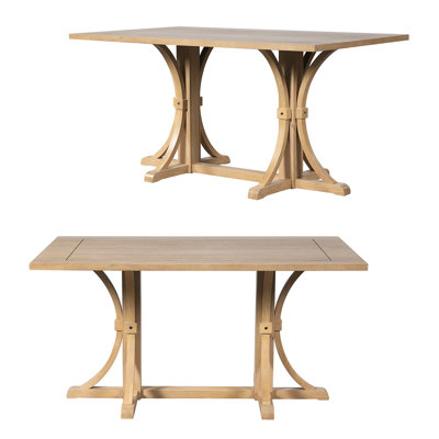 Rustic Farmhouse Dining Table - 60" Solid Wood Kitchen Table For 6 With Trestle Base & Oak Finish