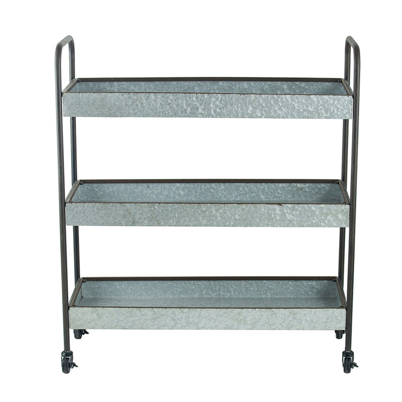 3 tablettes galvanisées de 35 po x 12,5 po x 40 po, solution de rangement en métal pour la maison, style classique et moderne avec étagères décontractées abondantes