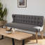 Banc 3 places Scribe avec tissu gris et bois fini naturel, H 32,31 po x l 62,61 po x P 23,81 po