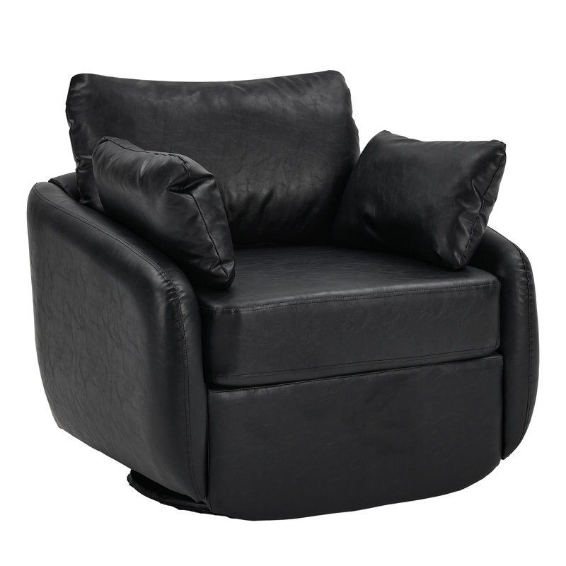 Fauteuil d'appoint moderne pivotant à 360 °, Similicuir noir