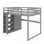 Lit mezzanine double avec garde-robe, tablettes et éclairage à DEL-1413947456