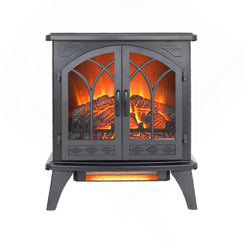 24" 3D Flame Electric Infrared Quartz Fireplace Stove With Remote Control