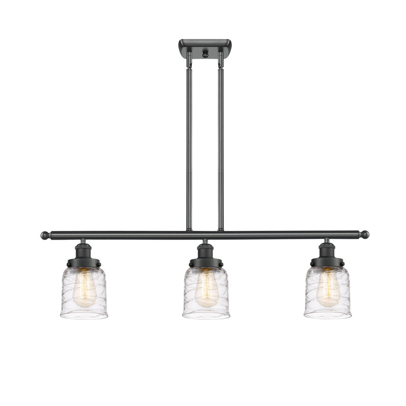 Luminaire suspendu linéaire à 3 lumières pour îlot de cuisine Alishma, Ampoule non incluse, Noir mat