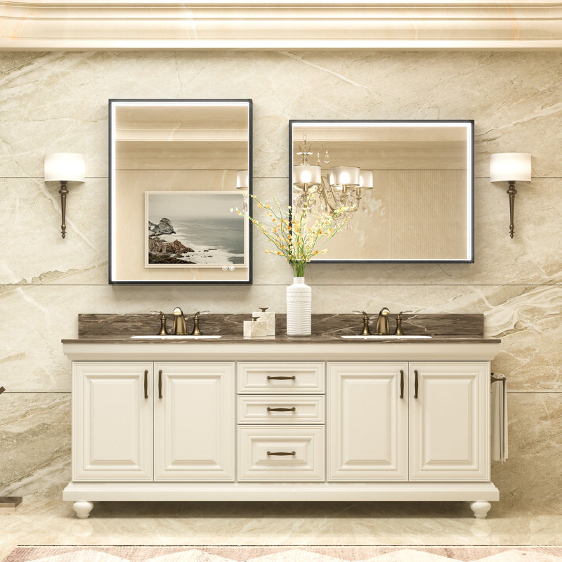 Sahiti Metal Framed LED Bathroom Mirror with Anti-Fog , 36" x 28"