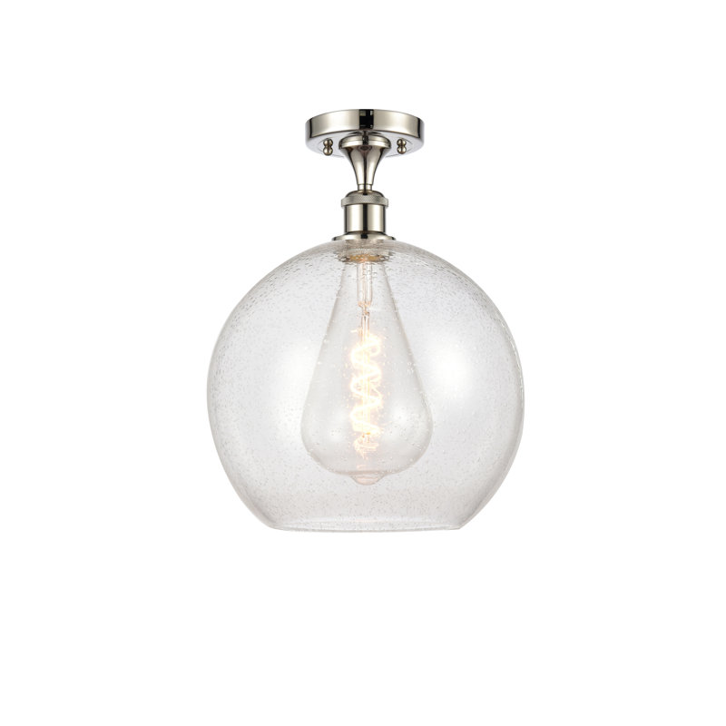 Plafonnier semi-encastré 1 lumière, H 16,38 po x l 11,75 po x P 11,75 po, Ampoule non incluse, Nickel poli