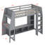 Lit mezzanine en bois avec bureau, étagères à rangement multiples, DEL et portemanteau suspendu