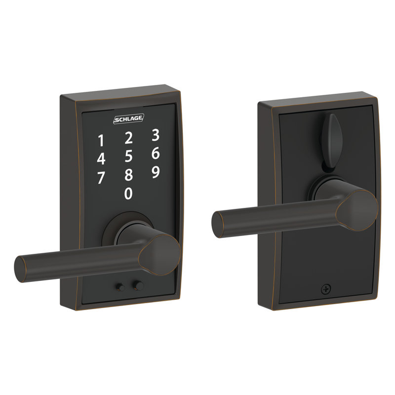 Schlage Touch Keyless Touchscreen Lever with Century Trim and Broadway Lever, Aged Bronze