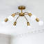 Plafonnier semi-encastré Sputnik moderne à 6 lumières de 56 cm (22 po) en or antique, avec globe à intensité variable pour salon, salle à manger et chambre.-570466190