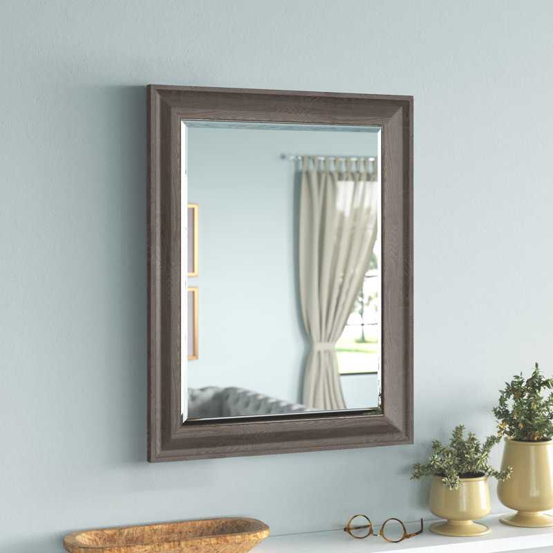 Ariele Flat Wall Mirror, Distressed Gray, 28.62" x 22.62"