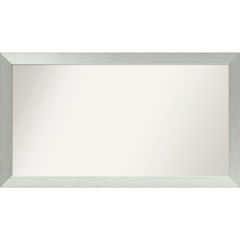 Miroir de salle de bain mural en argent brossé sans cadre, Rectangle, 27 po x 48 po