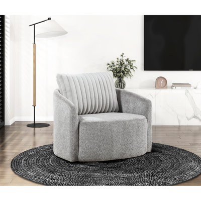 28.5" Frame Height Swivel Chair In Soft Grey For Living Space Enhancement 3" Arm Width Chenille With  Stability