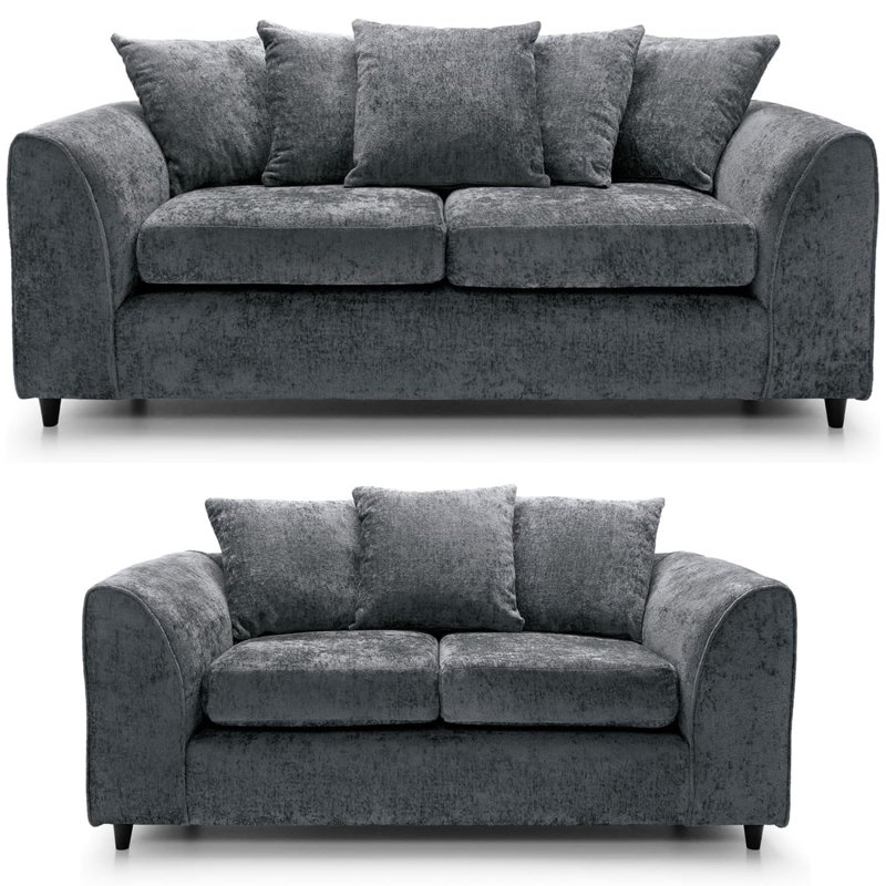 5 Seater Chenille Sofa, Dark Grey
