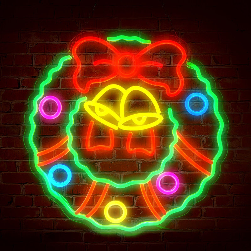 Enseigne lumineuse de Noël couronne de Noël