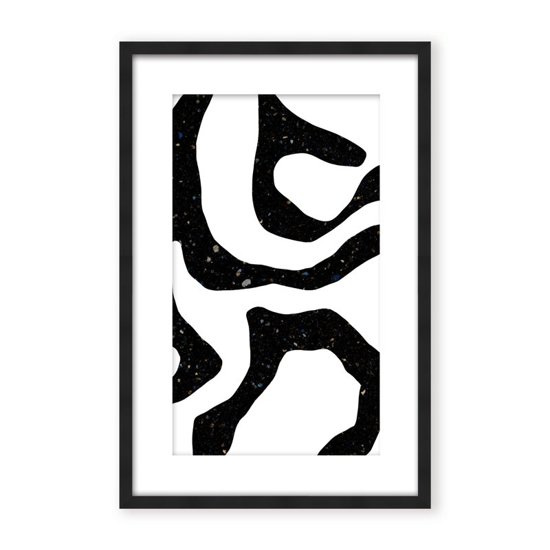 Abstract Black Gems by  - Picture Frame Painting on Paper, 48" H x 32" W x 1.125" D, Black, Framed Print