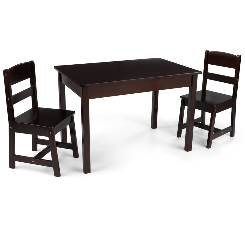 Kids 3 Piece Play Or Activity Table and Chair Set, Espresso