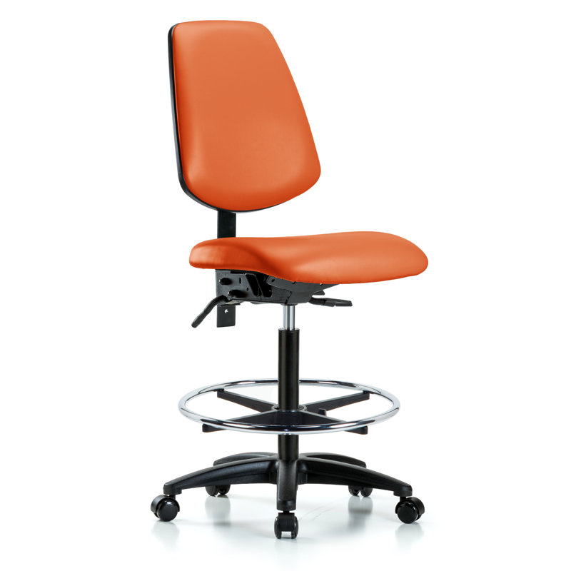 Jalynn Vinyl Drafting Chair, Casters, Included, Orange