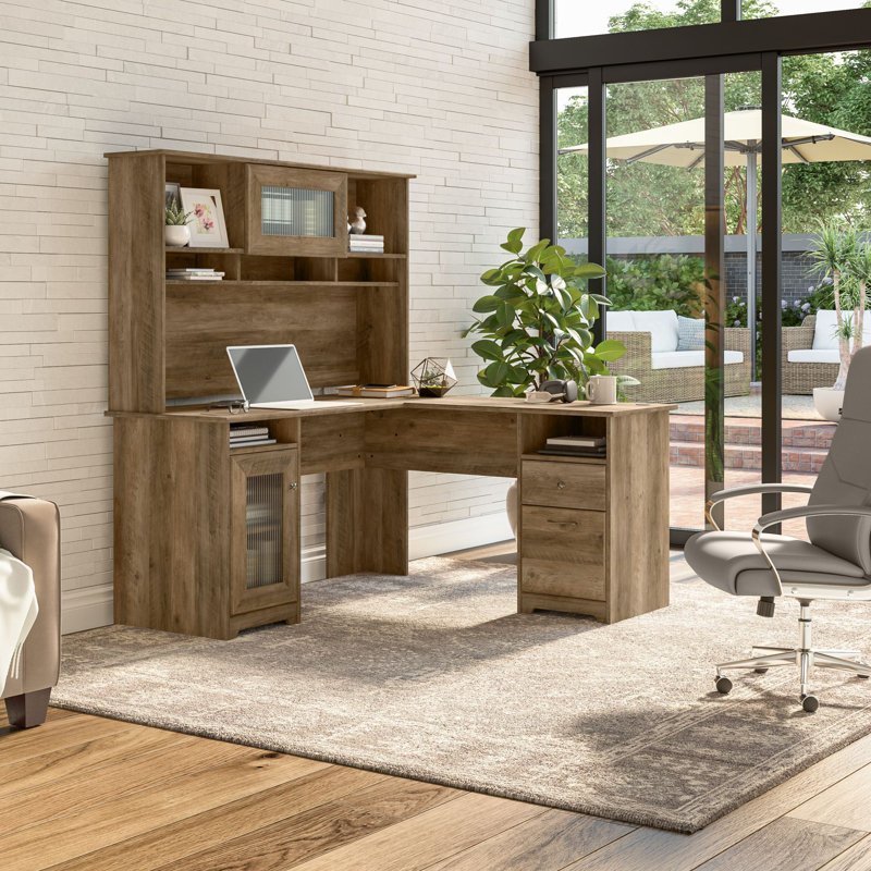 Ozro L-Shaped Executive Desk, Reclaimed Pine