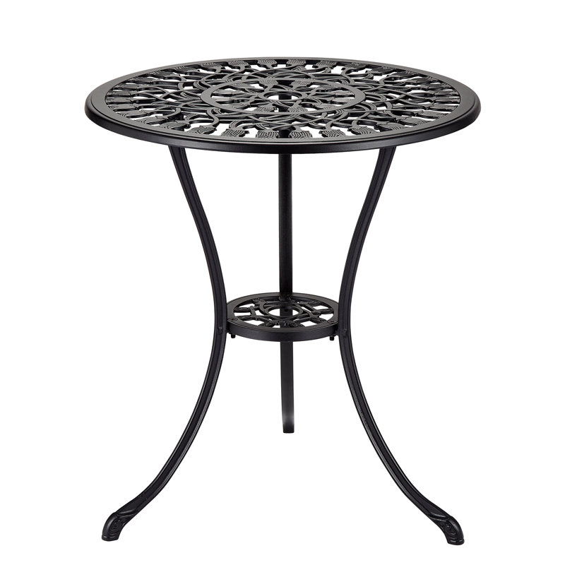 Round Metal Outdoor Side Table With Umbrella Hole , 59cm cm W 59cm cm D