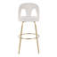 Tabouret de bar à hauteur fixe avec pivot en métal doré et tissu blanc neige avec repose-pieds rond en métal doré - ensemble de 2-137799385-137799384