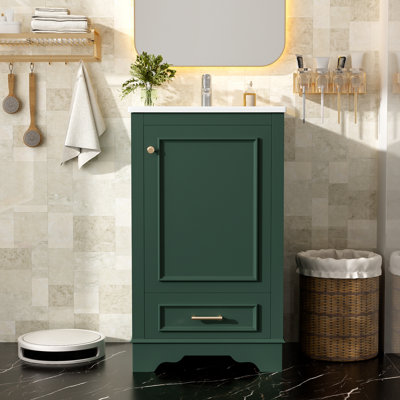 Meuble-lavabo de 20 po avec lavabo en céramique, tablette réglable et tiroir