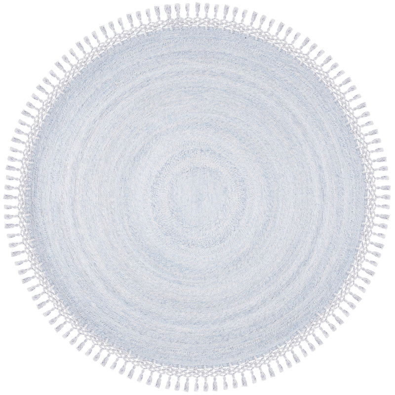 Tapis bleu touffeté à la main Ubaid, Rond 6 pi