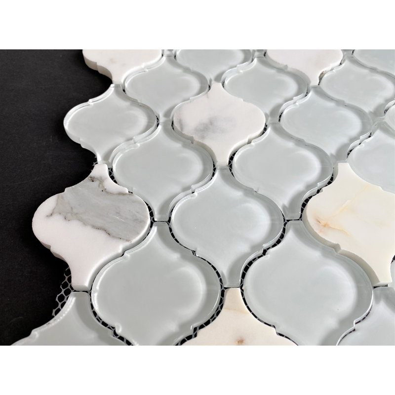 2.5" x 3" Arabesque Mosaic Wall Tile, Calacatta Gold