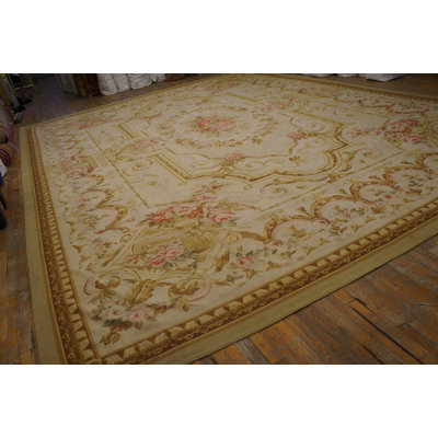 Vintage Large Aubusson Chinese Medallion Knotted Rug
