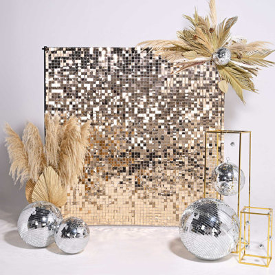  24 panneaux de toile de fond muraux chatoyants 4 x 6 pi Blcak carré décoration de fête à paillettes pour fiançailles anniversaire
